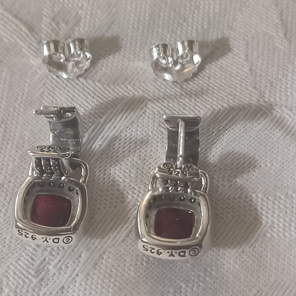 David Yurman Albion Garnet & Diamond Drop Earrings, Sterling Silver - Picture 4 of 14